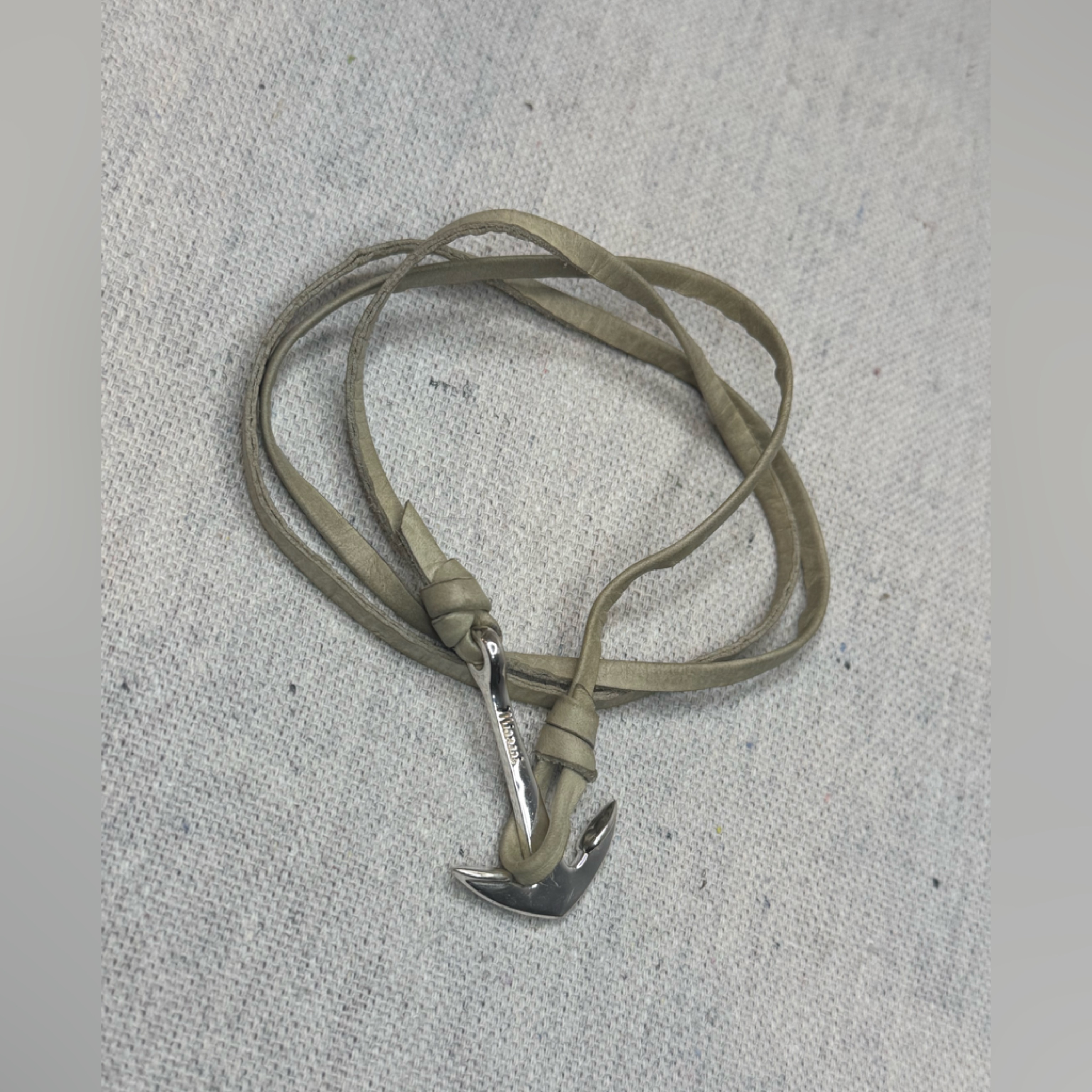 Miansai Silver Anchor Leather Wrap Bracelet
